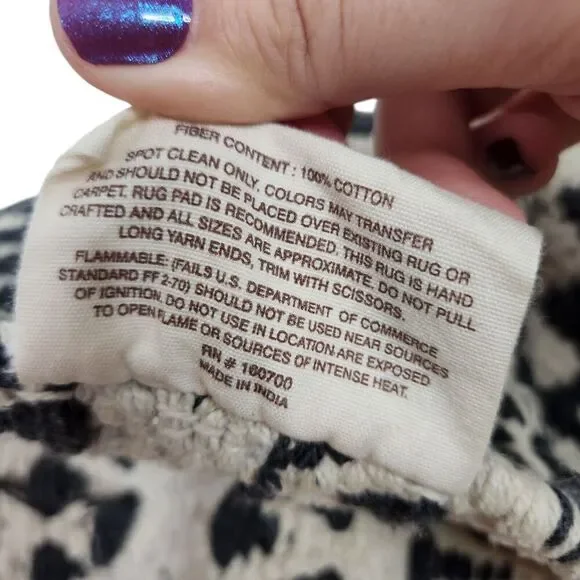 The Farmhouse by Rachel Ashwell Rug Black Cream Shabby Chic Cotton Woven Runner - Picture 12 of 15